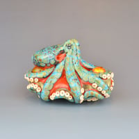 Image 1 of XXXL. Reticulated Coral 3D Octopus - Lampwork Glass Sculpture Bead