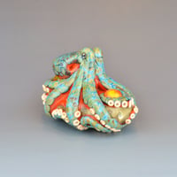 Image 2 of XXXL. Reticulated Coral 3D Octopus - Lampwork Glass Sculpture Bead