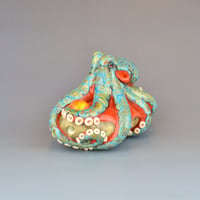 Image 3 of XXXL. Reticulated Coral 3D Octopus - Lampwork Glass Sculpture Bead