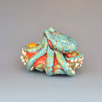 Image 5 of XXXL. Reticulated Coral 3D Octopus - Lampwork Glass Sculpture Bead