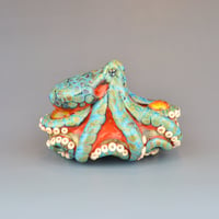 Image 7 of XXXL. Reticulated Coral 3D Octopus - Lampwork Glass Sculpture Bead