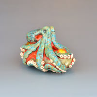 Image 8 of XXXL. Reticulated Coral 3D Octopus - Lampwork Glass Sculpture Bead