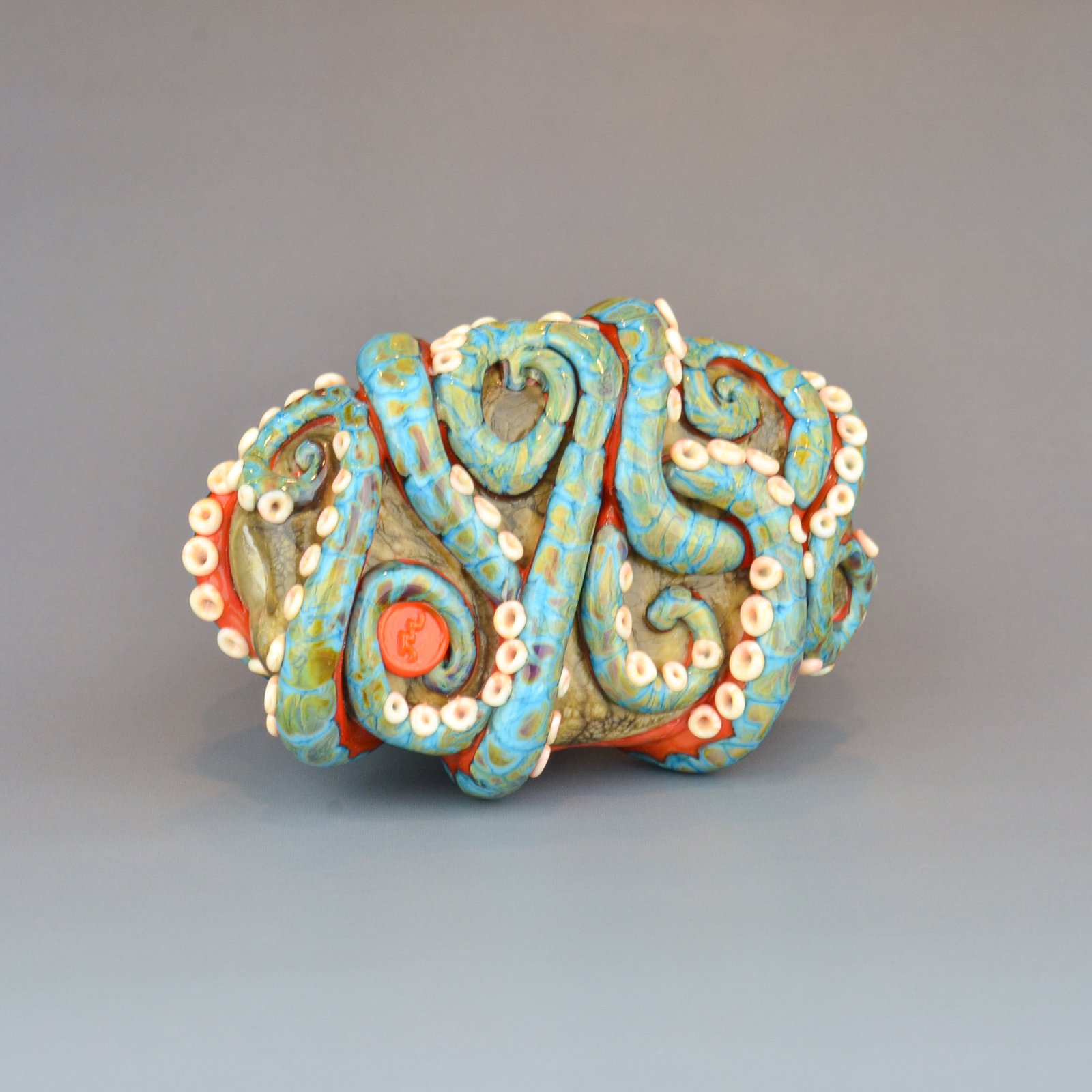 XXXL. Reticulated Coral 3D Octopus - Lampwork Glass Sculpture Bead