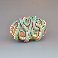 Image 9 of XXXL. Reticulated Coral 3D Octopus - Lampwork Glass Sculpture Bead