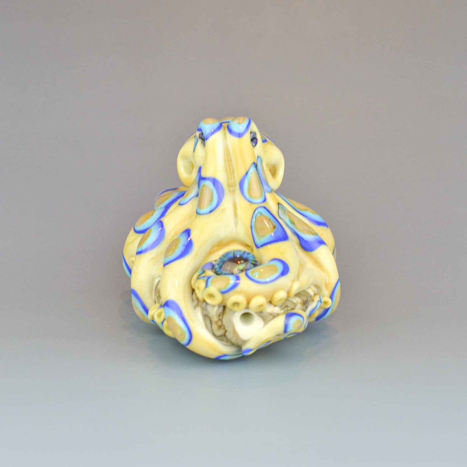 青瑪瑙 ブルーオニキス 彫刻 置物 カービング XXXL. Poisonous Blue Ringed Octopus - Flamework Glass Octopus
