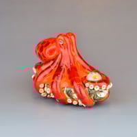 Image 1 of XXXL. Bright Orange Red-Spot 3D Octopus - Flamework Glass Sculpture