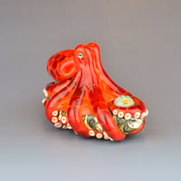 Image 1 of XXXL. Bright Orange Red-Spot 3D Octopus - Flamework Glass Sculpture