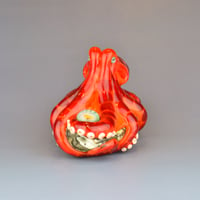 Image 2 of XXXL. Bright Orange Red-Spot 3D Octopus - Flamework Glass Sculpture