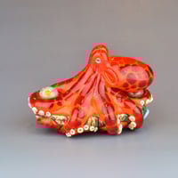 Image 4 of XXXL. Bright Orange Red-Spot 3D Octopus - Flamework Glass Sculpture