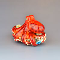 Image 5 of XXXL. Bright Orange Red-Spot 3D Octopus - Flamework Glass Sculpture