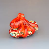 Image 6 of XXXL. Bright Orange Red-Spot 3D Octopus - Flamework Glass Sculpture