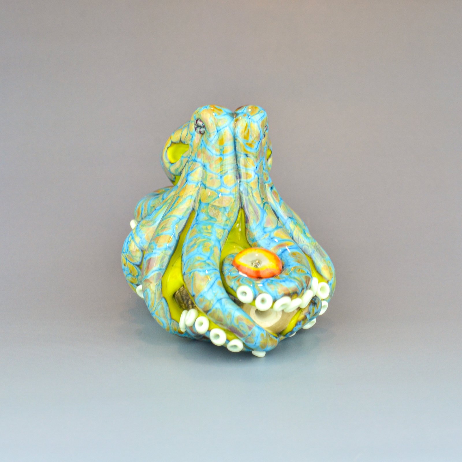 XXXL. Reticulated Lime Green Octopus - Lampwork Glass Sculpture
