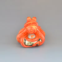 Image 5 of LG. Bright Streaky Coral Octopus - Flameworked Glass Sculpture Bead