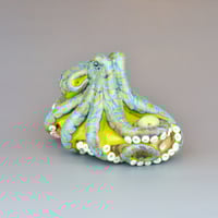 Image 1 of XXL. 3D Reticulated Lime Green Octopus - Flameworked Glass Sculpture