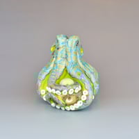 Image 2 of XXL. 3D Reticulated Lime Green Octopus - Flameworked Glass Sculpture