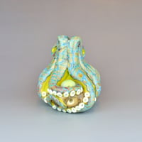 Image 2 of XXL. 3D Reticulated Lime Green Octopus - Flameworked Glass Sculpture 