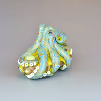 Image 3 of XXL. 3D Reticulated Lime Green Octopus - Flameworked Glass Sculpture