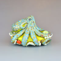 Image 8 of XXL. 3D Reticulated Lime Green Octopus - Flameworked Glass Sculpture