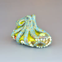 Image 9 of XXL. 3D Reticulated Lime Green Octopus - Flameworked Glass Sculpture