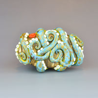 Image 10 of XXL. 3D Reticulated Lime Green Octopus - Flameworked Glass Sculpture