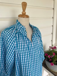 Image 1 of The Bea Top - Turquoise Check