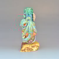 Image 2 of XXXXL. Tangled Coral-Orange Reticulated Octopus Tower - Flamework Glass Sculpture