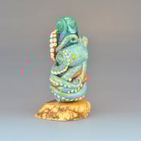 Image 3 of XXXXL. Tangled Coral-Orange Reticulated Octopus Tower - Flamework Glass Sculpture