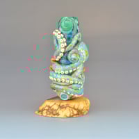 Image 4 of XXXXL. Tangled Coral-Orange Reticulated Octopus Tower - Flamework Glass Sculpture