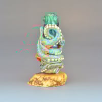 Image 5 of XXXXL. Tangled Coral-Orange Reticulated Octopus Tower - Flamework Glass Sculpture