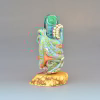 Image 6 of XXXXL. Tangled Coral-Orange Reticulated Octopus Tower - Flamework Glass Sculpture