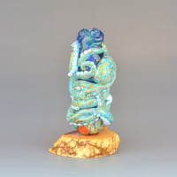 Image 6 of XXXXL. Twisted Sky Blue Reticulated Octopus Tower - Flamework Glass Sculpture