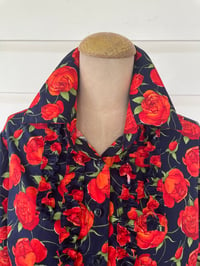 Image 2 of Red Roses Shirt with Front Frills.