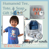 Image 5 of Humanoid Tee - Kids Youth Girls and Boys Blue Funny Quirky Robot T-shirt