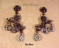 Image 1 of "Dirt Bikers" Great Copper Steampunk Style on One-of-a-Kind Earrings.
