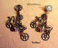 Image 3 of "Dirt Bikers" Great Copper Steampunk Style on One-of-a-Kind Earrings.