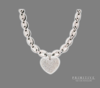 Image 2 of 925 Silver Solid Diamond Certified Heart Pendant