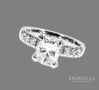 3 Carat Solitaire 925 Silver Princess Cushion Cut Engagement Ring