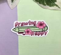 Image 1 of Drawing Makes Me Happy Waterproof Vinyl Sticker