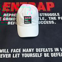 Image 1 of White/Black “WAKE Pray Hustle “ hat 
