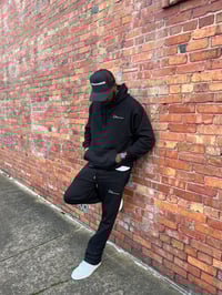 Image 4 of Black “Signature edition “ flared hoodies set 