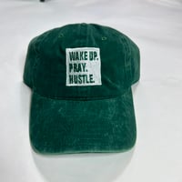 Image 1 of Denim Green/White “Wake Pray Hustle” hat 