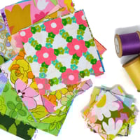 Image 1 of 1970s Vintage Retro Floral Print Charm Packs