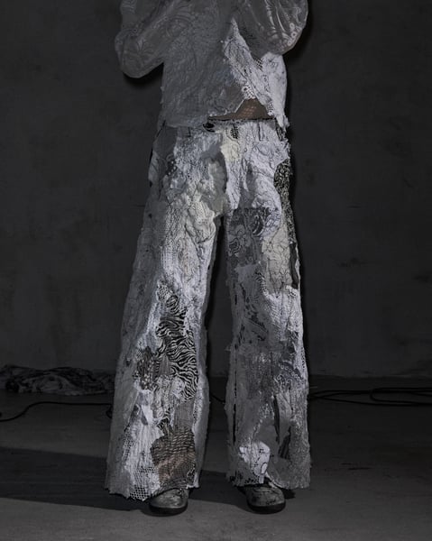 Image of MASSTAK - 192 Camo-white Patchwork Trousers