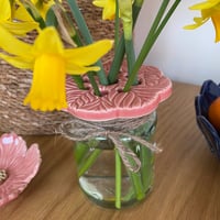 Image 2 of Pink Embossed Ceramic Flower Arranging Frog (9 hole)
