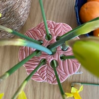 Image 5 of Pink Embossed Ceramic Flower Arranging Frog (9 hole)