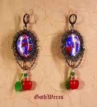 Image 1 of Victorian Gothic Steampunk Earrings with Apples.