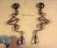Image 2 of "Stargazers" Wire and Austrian Crystal Sculptural Earrings.