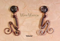Image 1 of "Inchworms" Wire sculptural and one-of-a-kind Earrings.
