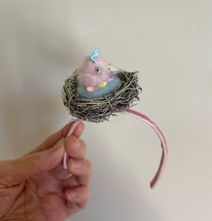 Image of Bird-in-a-Nest Headband for Blythe Dolls In Pink