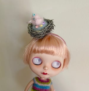 Image of Bird-in-a-Nest Headband for Blythe Dolls In Pink